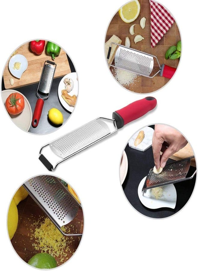 Trifecta Lemon Zester Heavy Duty Cheese Grater Vegetable Grater Parmesan Cheese Lemon, Garlic, Nutmeg, Chocolate, Fruits, Vegetables, Ginger Cheese Shredder Stainless Steel Grate (Broad Red Pack 1) - Image 5
